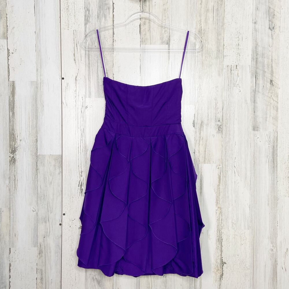 REISS Tiered Strapless Cocktail Dress Purple Ruffle Party Wedding Guest Size 2 - Picture 4 of 9